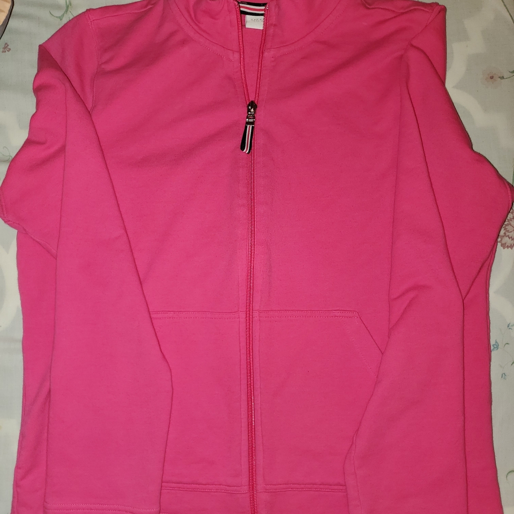 Liz Claiborne Bright Pink Zip-Up Hoodie MEDIUM PETITE.